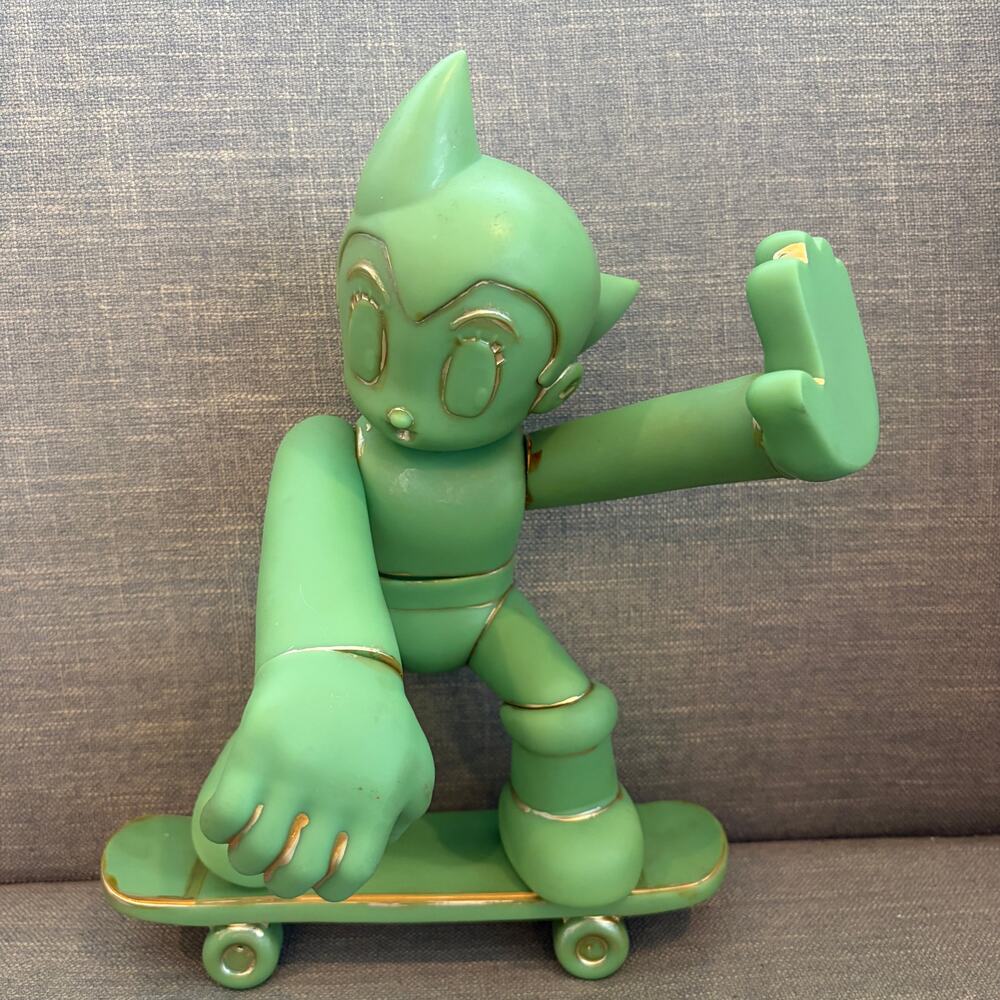 Tezuka Astro Boy Freestyle Jade Green Aged Copper Figure With Skateboard